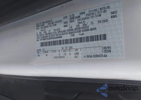 2023 Ford Transit-250 from USA, damaged, VIN 1FTBR1C83PKA34468